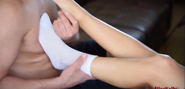 Foot Fetish licking feet, hard Fuck and cum on feet